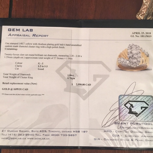 - 14k Gold 1 TCW Diamond cluster ring w/Appraisal - Picture 11 of 14